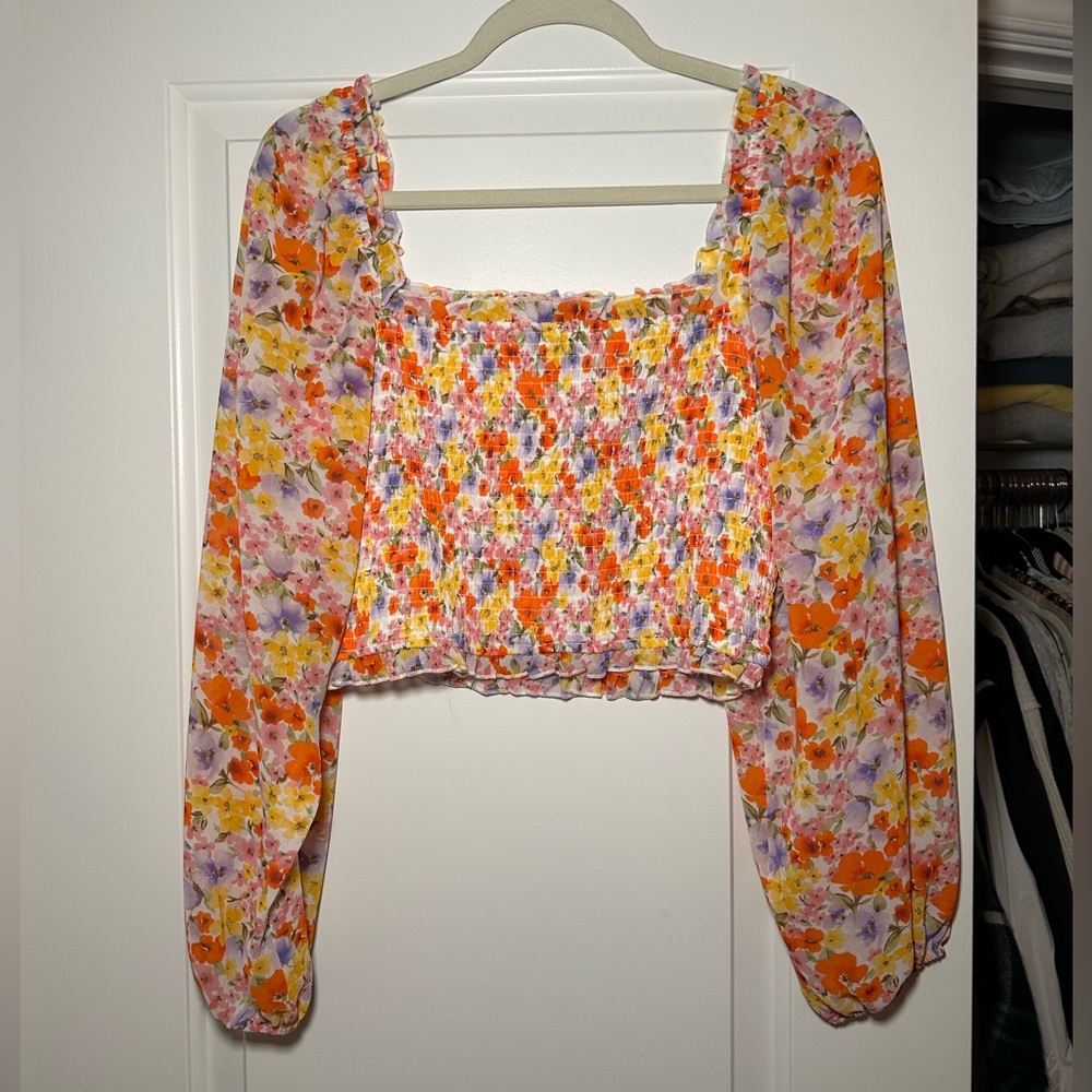 Forever 21 Floral Smocked Blouse